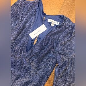 Francesca's Collections Metallic Navy Blue Jumpsuit NWT
